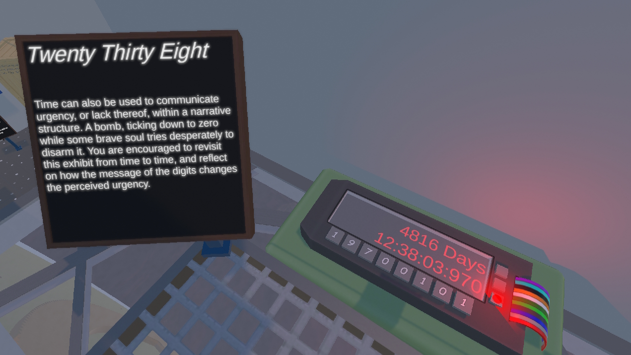 game screenshot of a bomb with accompanying exhibit text